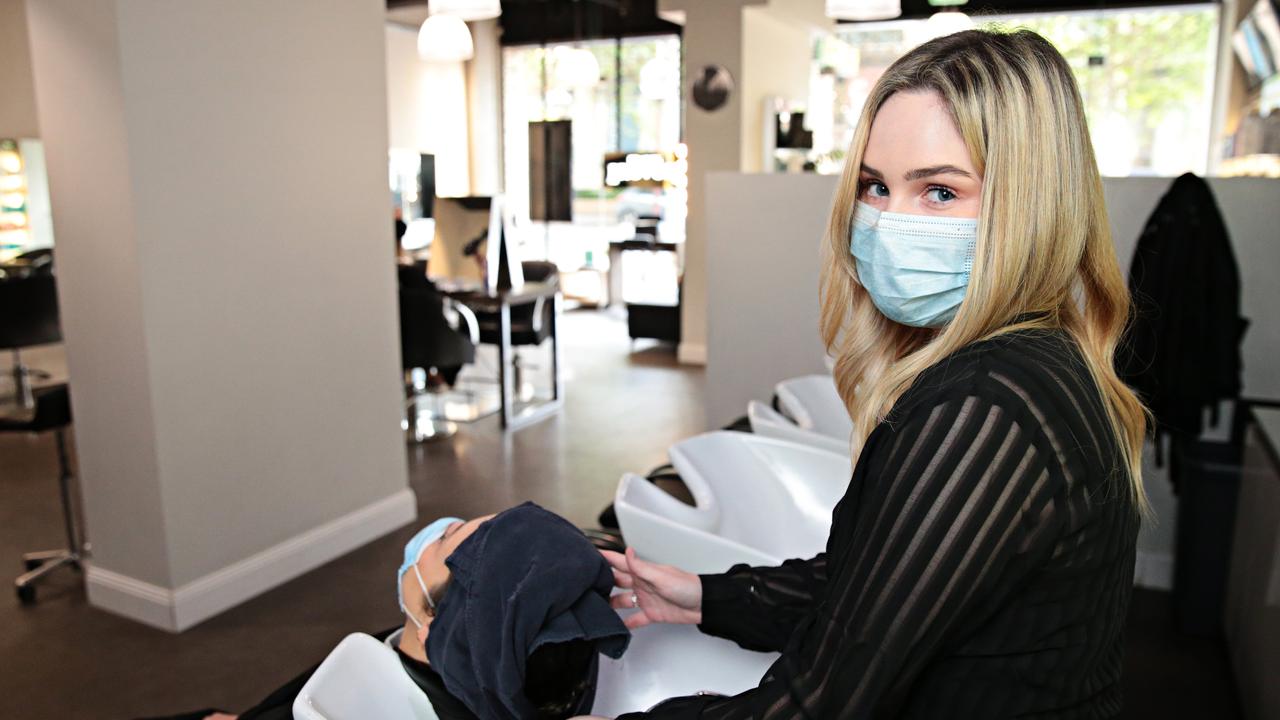 Hairdressers were once again able to fling open their doors, with thousands flocking to salons to repair their lockdown locks. Picture: NCA NewsWire / Adam Yip