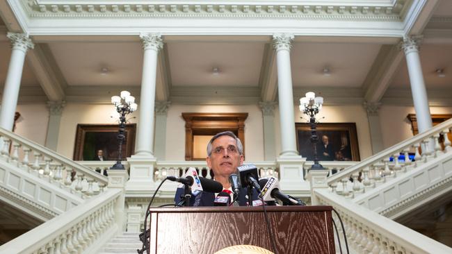 Georgia Secretary of State Ben Raffensperger holds a press conference on the status of ballot counting. Picture; AFP.