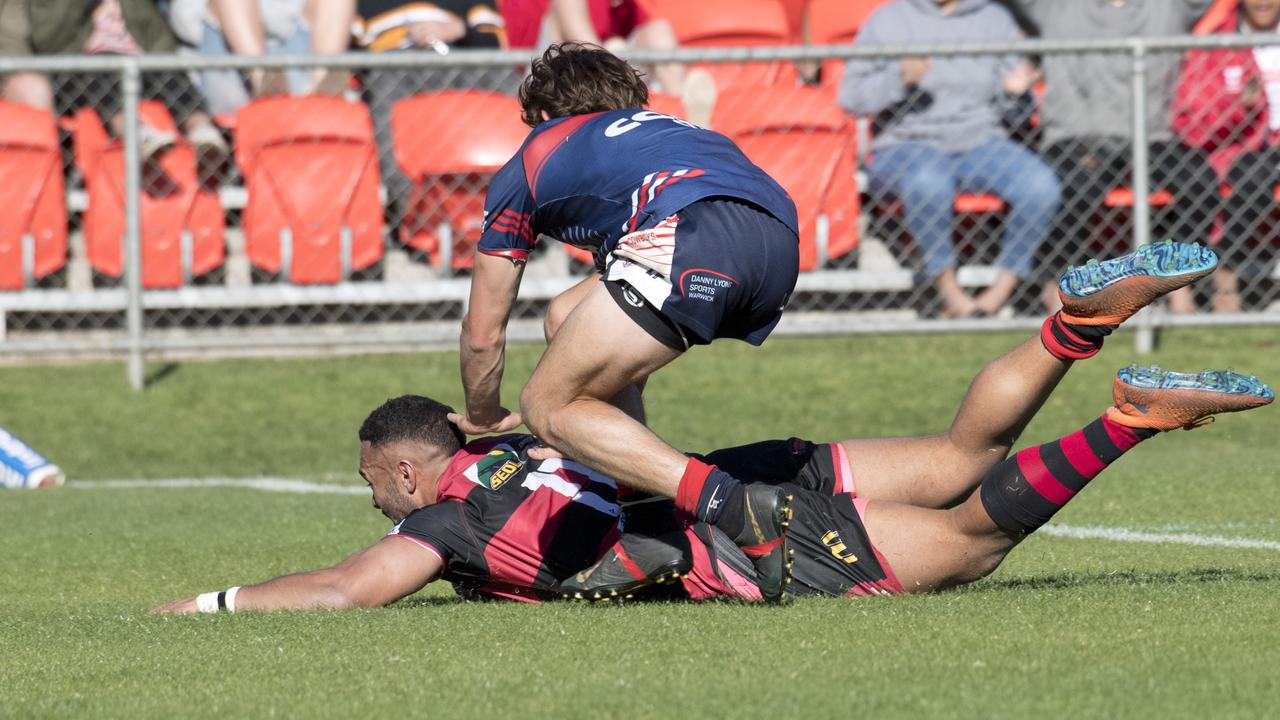 Hnaloan Budden scores for Valleys. TRL grand final, Valleys vs Warwick Cowboys. Sunday, 8th Sep, 2019.