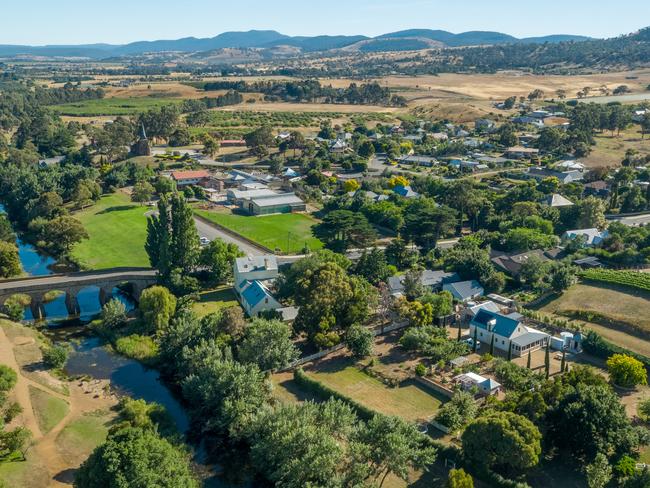 Drone image of Richmond Bridge. Richmond wins bronze in top tourism town awards. Picture: Clarence City Council