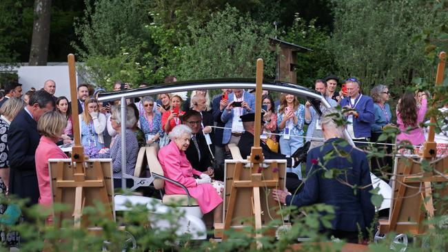 Queen Elizabeth II is given a tour of The Chelsea Flower Show 2022 at the Royal Hospital Chelsea. Picture: Getty Images.