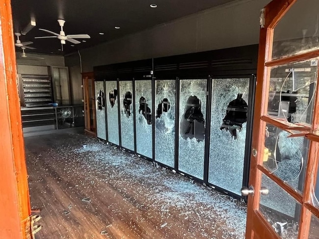 The tobacco shop was vandalised just a day before it was engulfed by a suspicious fire. Picture: ABC Central Coast / Shauna Foley