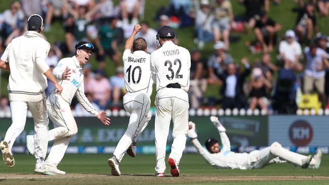 New Zealand players celebrate their one run victory over England. Picture: Phil Walter/Getty Images