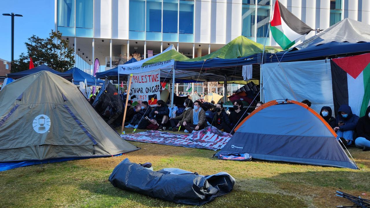 The pro-Palestine protesters have since relocated. Picture: NewsWire / Martin Ollman