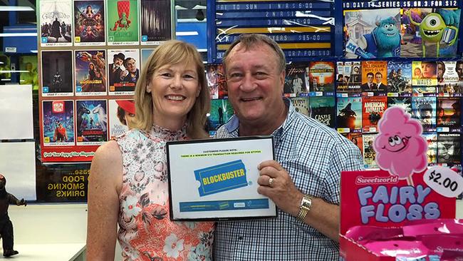 Lyn and John Borszeky are closing the last Blockbuster store in Australia. The store in the Perth suburb of Morley will cease trading at the end of this month. Picture: AAP