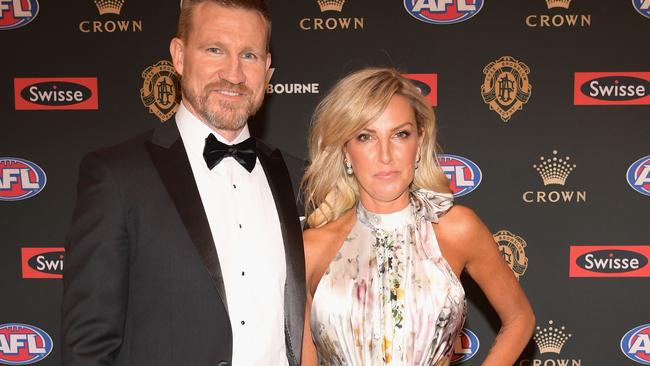 Magpies head coach Nathan Buckley and his wife Tania Buckley.