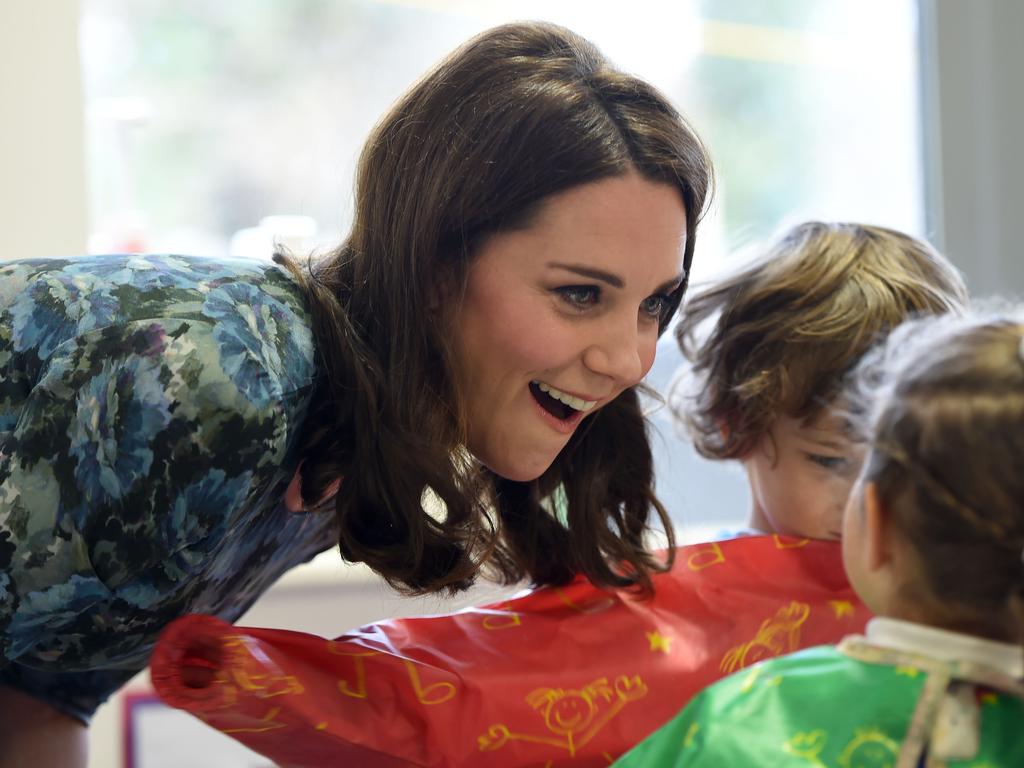 Catherine, Duchess of Cambridge interacts with children during her visit to the Reach Academy Feltham, a school which supports children, their families and the school community throughout their school career, in Feltham, west London on January 10, 2018..Picture: AFP