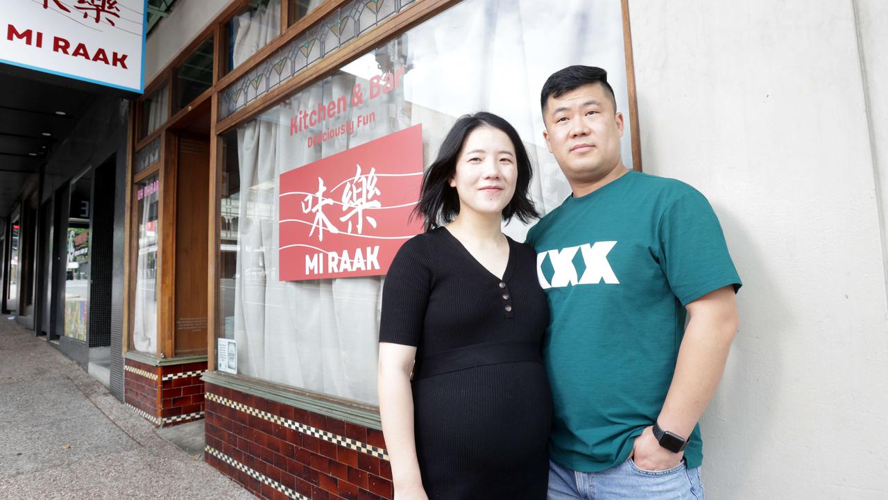 Isabel Yao &amp; Yongun Jeon outside their new restaurant Mi Raak in Fortitude Valley. Picture: Steve Pohlner