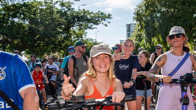 DJ on the Bike Dom Whiting hit the streets of Darwin for the first time. Picture: Pema Tamang Pakhrin