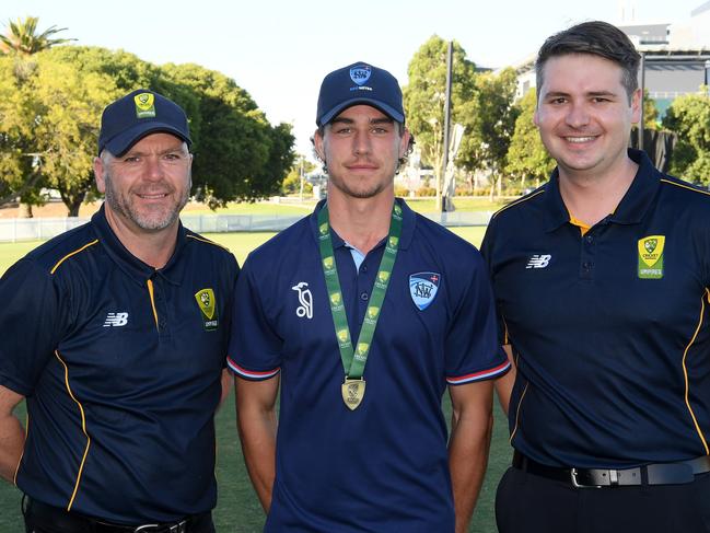 NSW Metro player Ryan Hicks named player of grand final at Karen Rolton Oval 22 December, 2022, Cricket Australia U19 Male National Championships 2022-23.Picture: Cricket Australia.