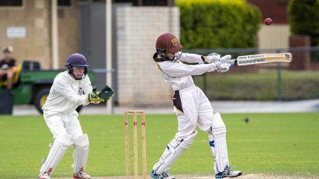 Joe Cotgreave from Padua hits out. (AAP Image/Richard Walker)