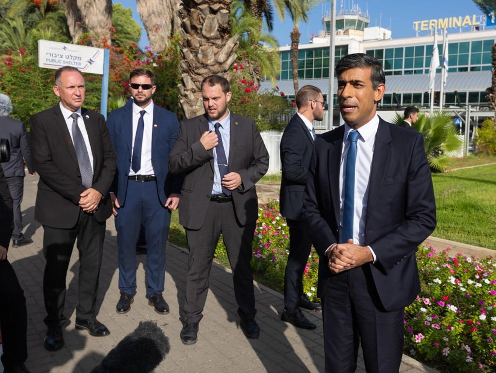 UK Prime Minister Rishi Sunak, arrives at Tel Aviv airport. Picture: Twitter