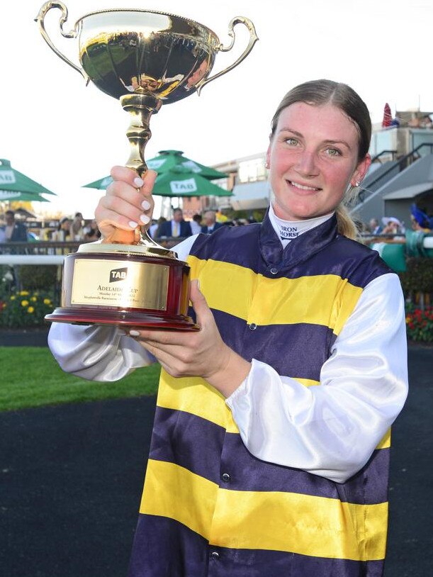 The damning photos come a day after the champion jockey announced her return to racing. Picture: Michael Marschall