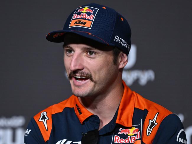 PHILLIP ISLAND, AUSTRALIA - OCTOBER 19: Jack Miller of Australia and the Red Bull KTM Factory Racing Team speaks to the media ahead of the 2023 MotoGP of Australia at Phillip Island Grand Prix Circuit on October 19, 2023 in Phillip Island, Australia. (Photo by Quinn Rooney/Getty Images)