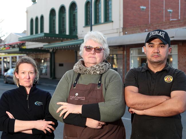 Kyabram business owners: Charlotte Bradshaw, Water Partners, Sue Walley - Fab Flowers Florist & Nursery, Mustii Hassani, Kyabram Kebabs, Picture Yuri Kouzmin