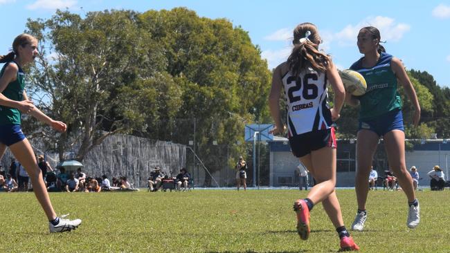 U14 Girls Brisbane Cobras vs Sydney Scorpions at the National Youth Touch Football Championships, Kawana 2022. Picture: Eddie Franklin