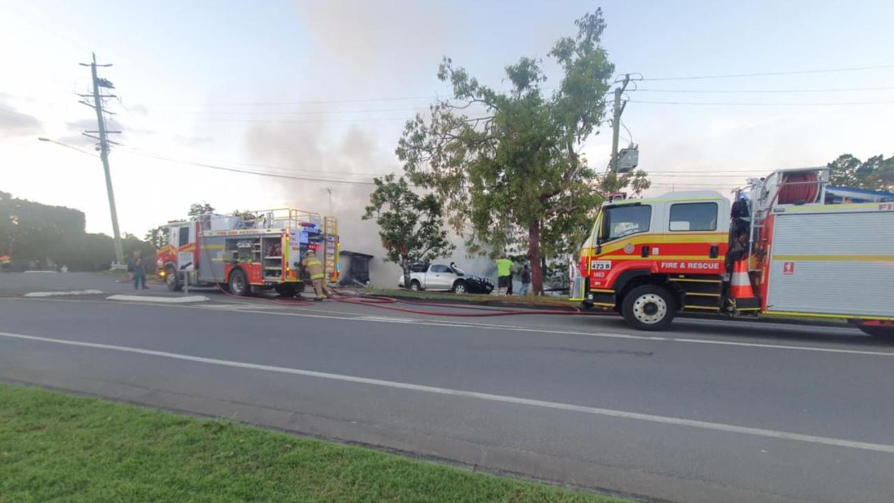 Emergency crews on scene at a house fire at Yandina on Saturday afternoon. Picture: Keri Gray