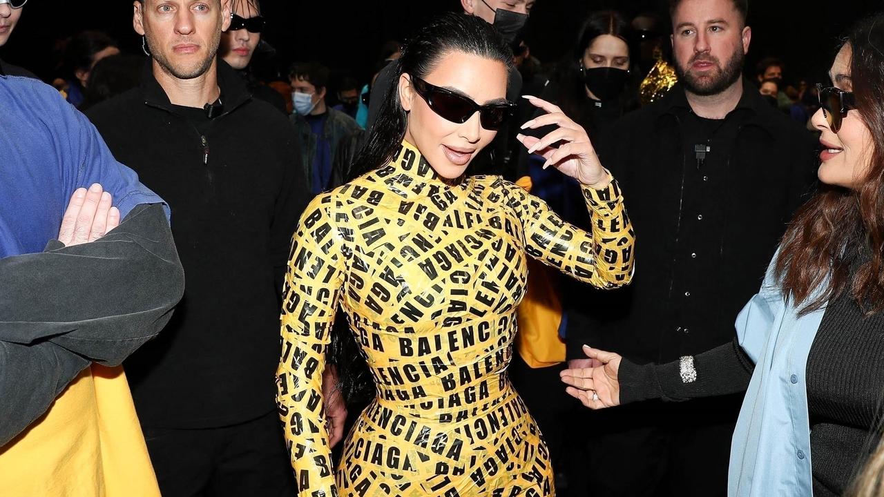 Kim Kardashian on Her BTS Balenciaga Tape Outfit