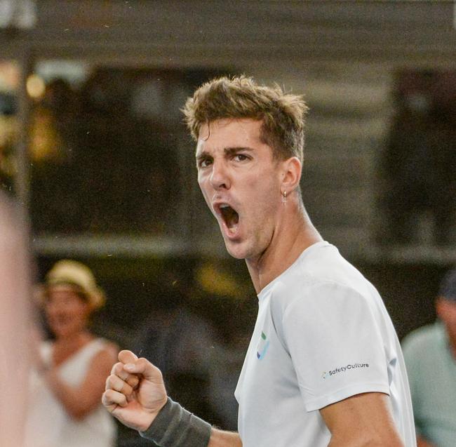 Thanasi Kokkinakis won his maiden singles title at the Adelaide International on Saturday night. Picture: AFP