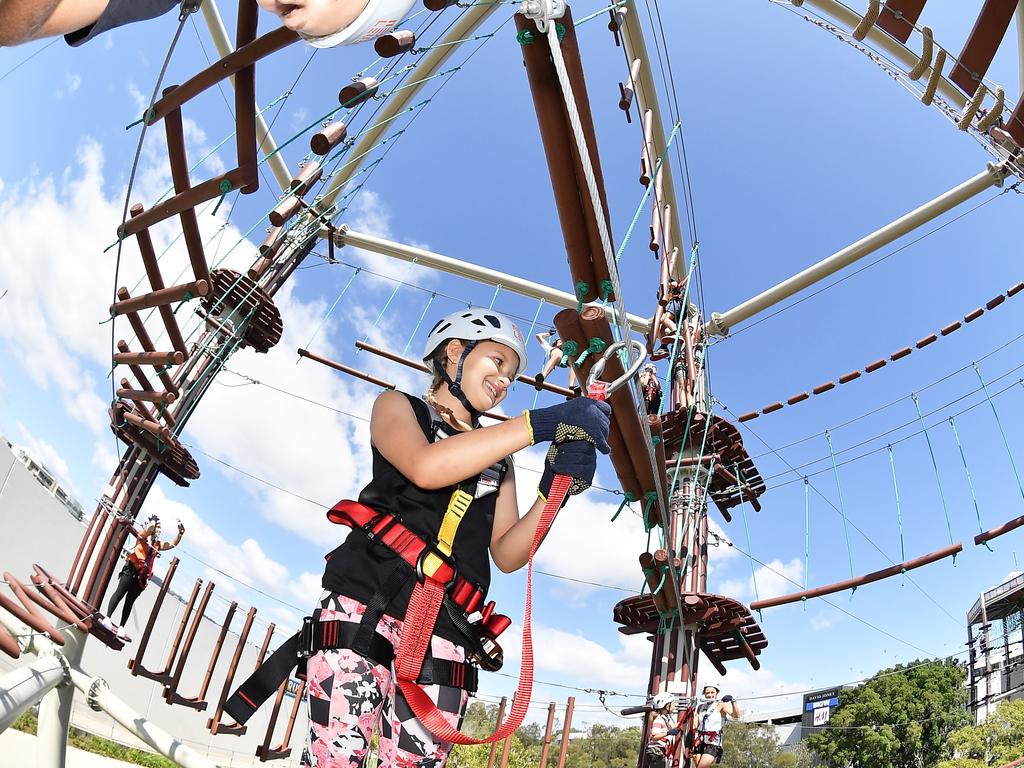 Holly Teissl, 8. Opening of the much-anticipated Next Level Australias largest high ropes course located on Cornmeal Creek at Sunshine Plaza. Picture: Patrick Woods.