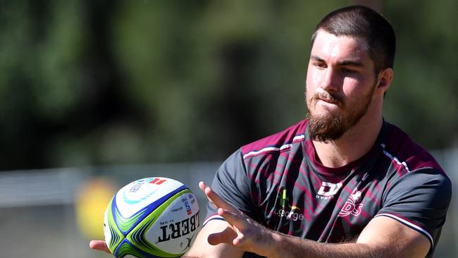 Liam Wright in action during a Queensland Reds training session at Ballymore Stadium in Brisbane, Brisbane, Monday, May 25, 2020. (AAP Image/Darren England) NO ARCHIVING