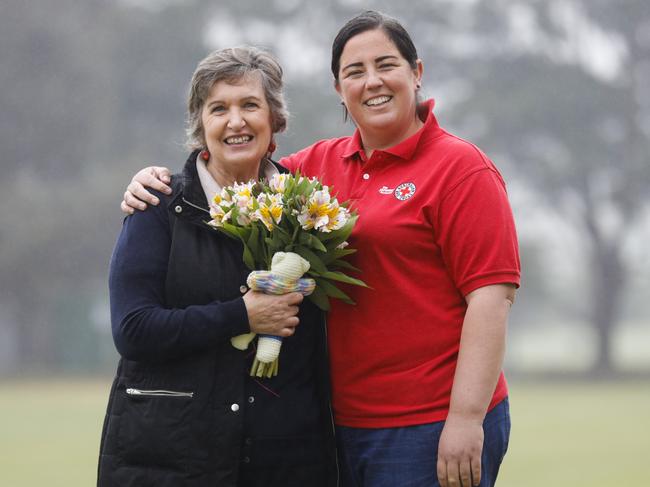 Red Cross workers Judy Holdsworth (left) and Bel Shea helped terrified evacuees. Picture: Sean Davey