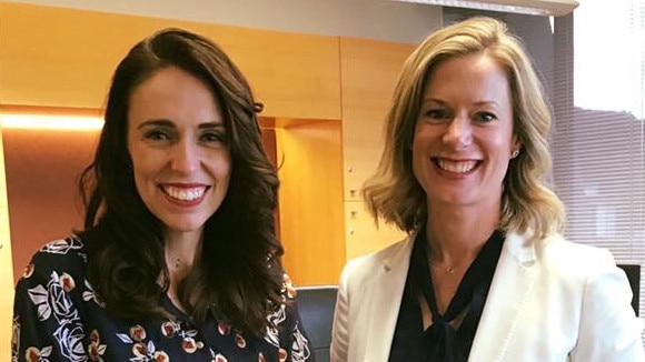 New Zealand PM Jacinda Ardern and Tasmanian Labor leader Rebecca White in Wellington.