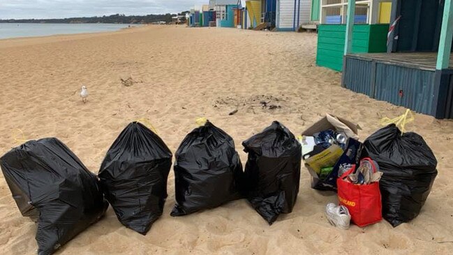 Walkers regularly pick up bags of rubbish from boozy, underage parties on Mount Martha South Beach.