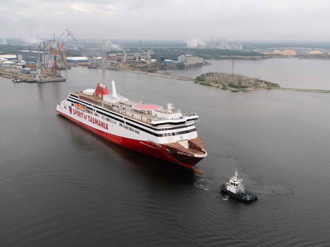 Spirit of Tasmanian IV first sea trial.  As the build of Spirit of Tasmania IV nears completion, the ship took to the open seas for the first time on a five-day trial run from Rauma Marine Constructions in Finland.  Picture: Spirit of Tasmania