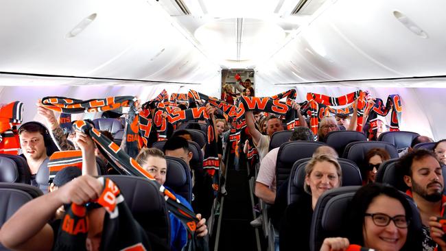 GWS fans loved their scarves. Photo: Lachlan McKirdy, Twitter