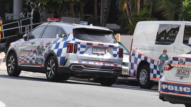 Emergency Services and Police on scene of a fire in a unit complex in Surf Parade Surfers Paradise. The area was declared a crime scene. Picture Glenn Hampson