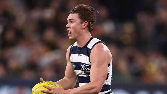 MELBOURNE. 12/05/2023.  AFL. Richmond vs Geelong at the MCG.  Tanner Bruhn of the Cats    .  Pic: Michael Klein