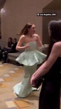 Emma Stone caught freaking out backstage at the Oscars