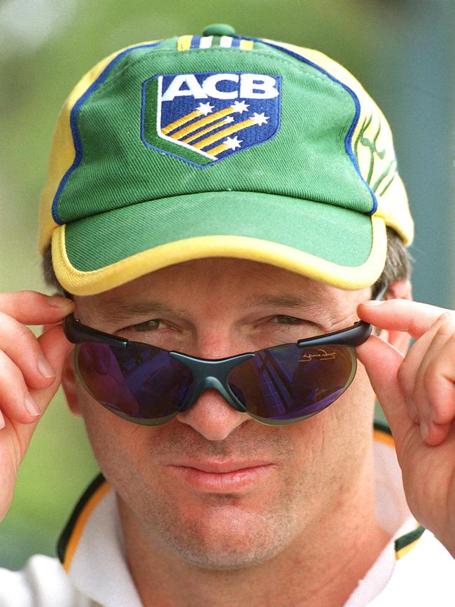 Then-captain Steve Waugh wearing skull cap version of baggy green in January 2000. Picture: Phil/Hillyard