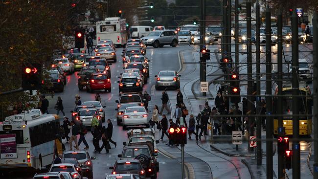 Evening traffic on North Terrace. Picture Dylan Coker