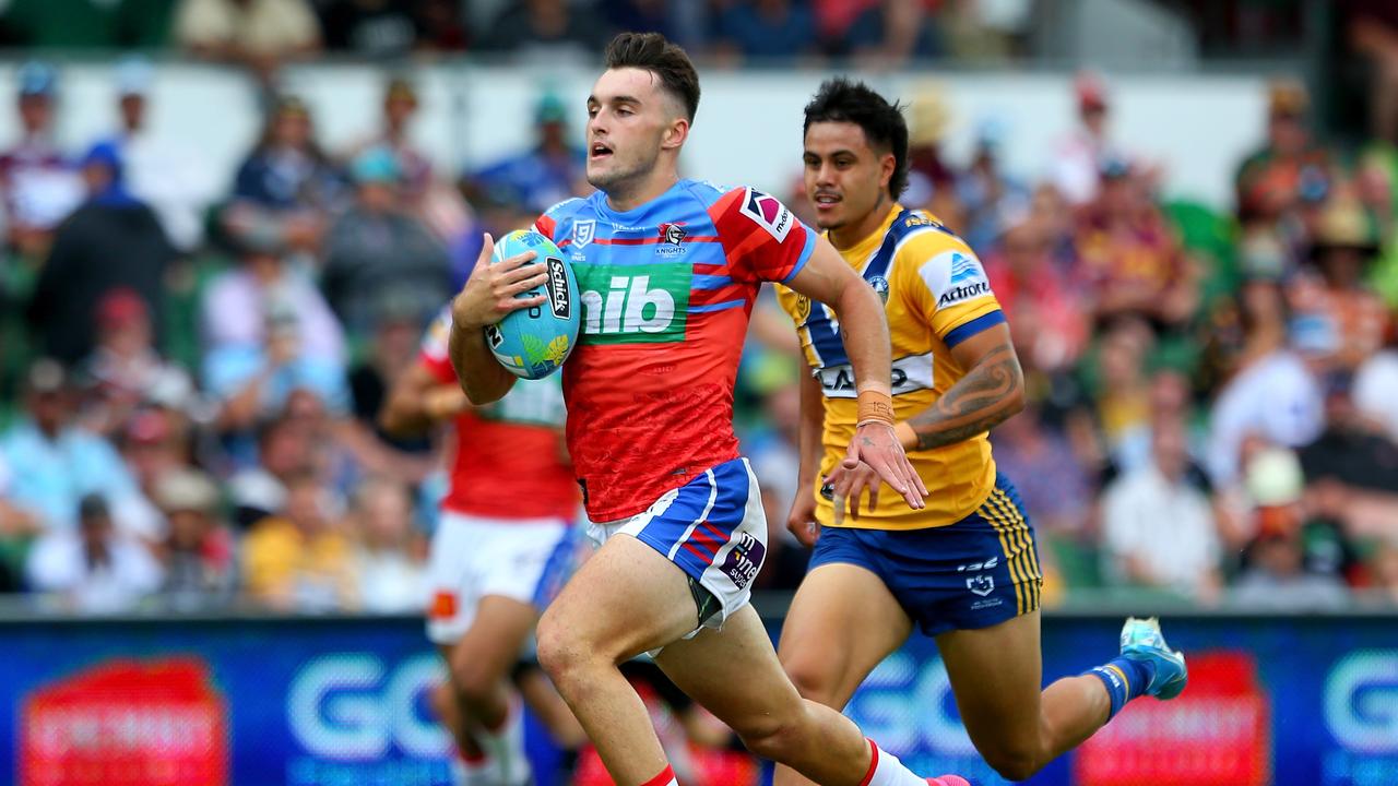 Tex Hoy was a standout for the Knights at the Perth NRL Nines. Picture: Getty Images.