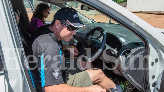 Mr Broad gets into a car in Mildura today. Picture: Jason Edwards