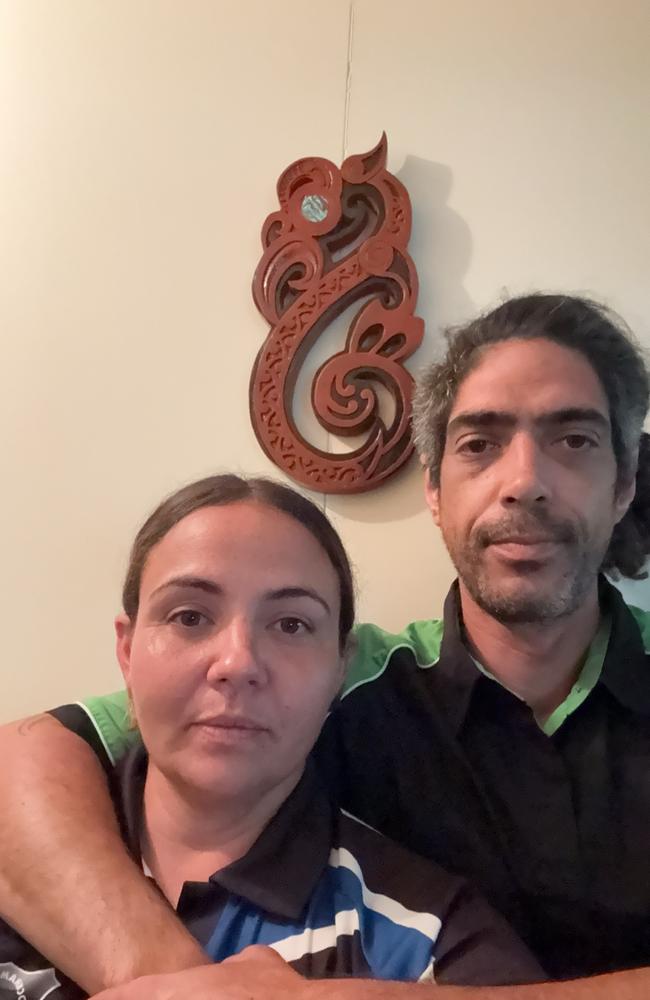 Dysart couple Whetu Tokotaua and Jemma Benson have been left shocked after Whetu was allegedly attacked and slashed with a box cutter during a clash at the Jolly Collier Hotel on December 13. Picture: Supplied.