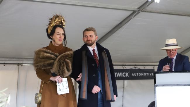 Chantal and Josh Jones, runners up for best dressed couple at the Ergon Energy 2021 Warwick Picnic Races.