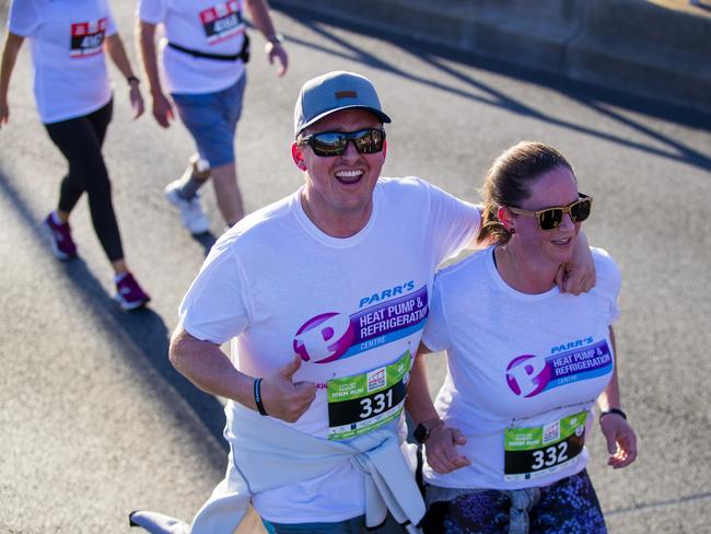 Run the Bridge Fun Run 2020 across Tasman Bridge. Picture: RICHARD JUPE