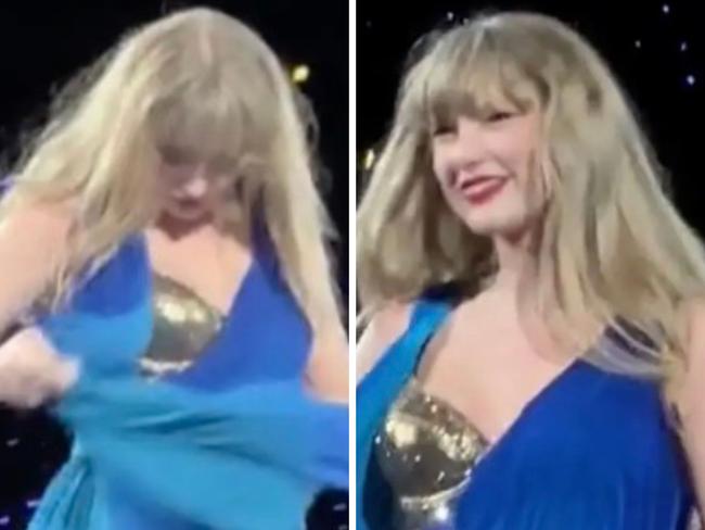 Taylor Swift's awkward wardrobe malfunction during Stockholm show.
