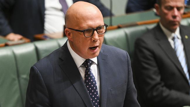 Opposition Leader Peter Dutton delivers his budget reply on Thursday. Picture: NCA NewsWire / Martin Ollman