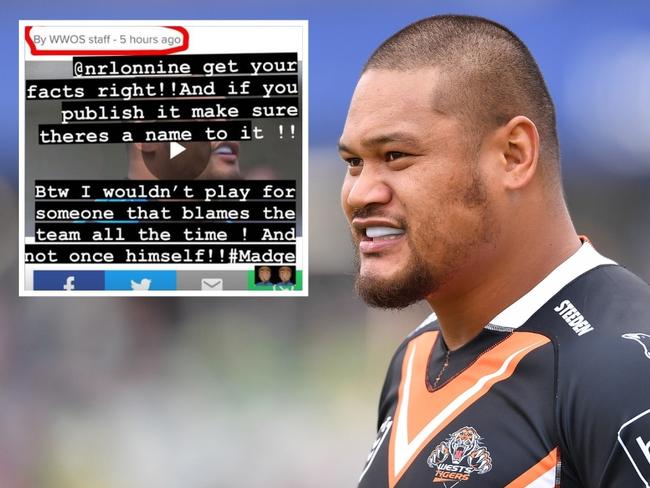 Joey Leilua takes a swipe at Tigers coach Michael Maguire.