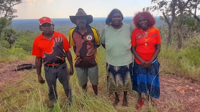 Traditional owners Steven Pultchen, Stephen Bunduck, Anne Marie Nudjulu and Margaret Perdjert in Wadeye. Picture: Supplied