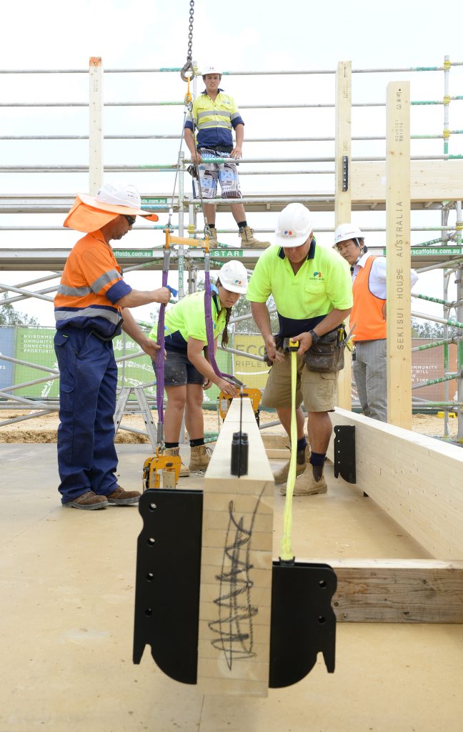 Construction has started on the first bulding in the Ripley Valley growth corridor with the Ecco Ripley Sales and Information Centre frame constructed. Photo: Rob Williams / The Queensland Times. Picture: Rob Williams