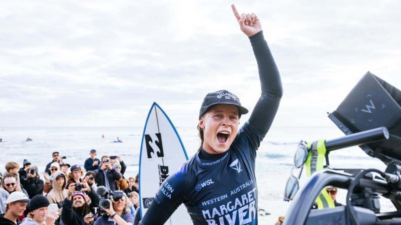 Isabella Nichols of Australia after winning in the Final at the Margaret River Pro on May 4, 2022 at Margaret River, Australia. (Picture: Matt Dunbar/World Surf League)