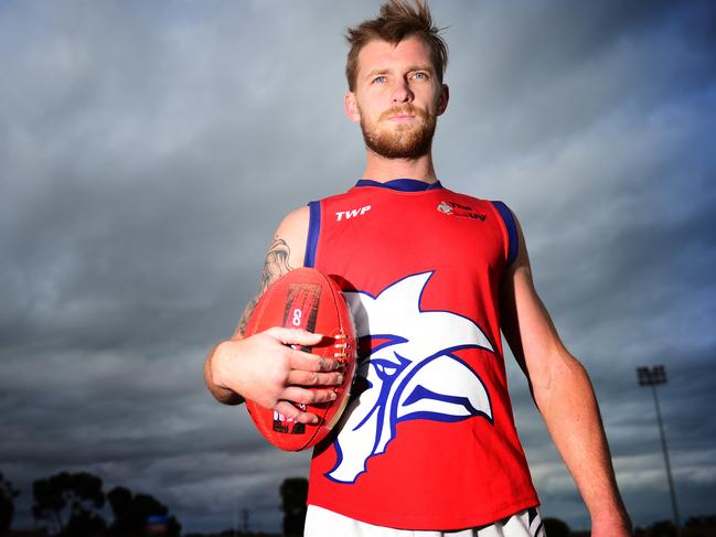 Geelong West St Peters player Chris Moreland is preparing for the football game against Colac.Picture:  Mitch Bear