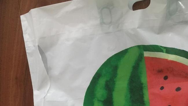 A Woolies reusable bag broken after one use. Picture: Gabby Newman/Facebook