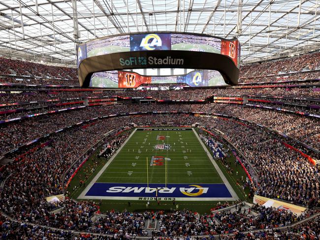 SoFi Stadium, seen above in Los Angeles before the 2022 Superbowl, has been floated as a spectacular venue for the swimming events at the 2028 Olympics. Picture: Getty Images