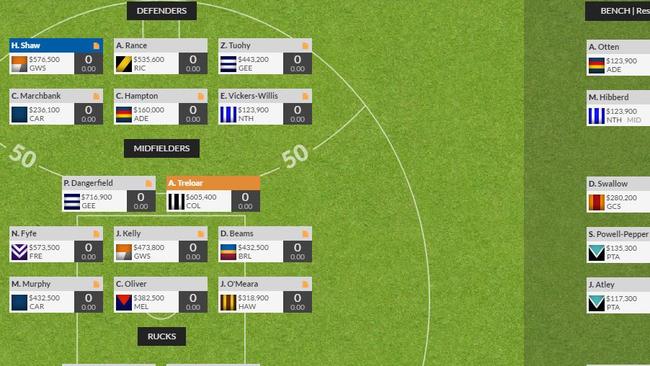 Jon Ralph's 2017 SuperCoach team.